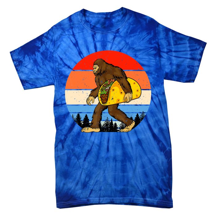 Funny Bigfoot Holding A Taco Gift Funny Taco Gift Tie-Dye T-Shirt