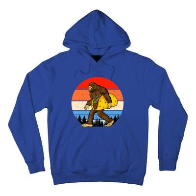 Funny Bigfoot Holding A Taco Gift Funny Taco Gift Tall Hoodie