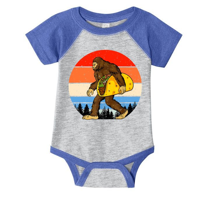 Funny Bigfoot Holding A Taco Gift Funny Taco Gift Infant Baby Jersey Bodysuit