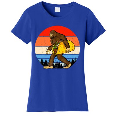 Funny Bigfoot Holding A Taco Gift Funny Taco Gift Women's T-Shirt