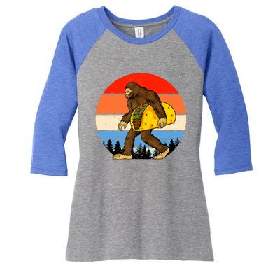 Funny Bigfoot Holding A Taco Gift Funny Taco Gift Women's Tri-Blend 3/4-Sleeve Raglan Shirt