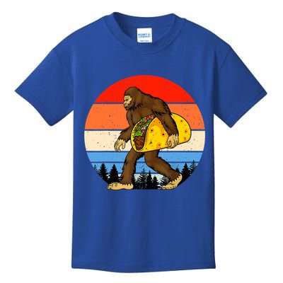 Funny Bigfoot Holding A Taco Gift Funny Taco Gift Kids T-Shirt