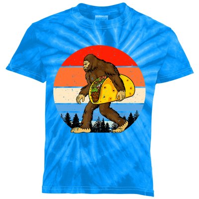 Funny Bigfoot Holding A Taco Gift Funny Taco Gift Kids Tie-Dye T-Shirt