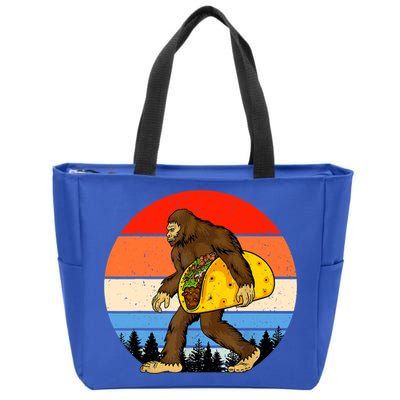 Funny Bigfoot Holding A Taco Gift Funny Taco Gift Zip Tote Bag