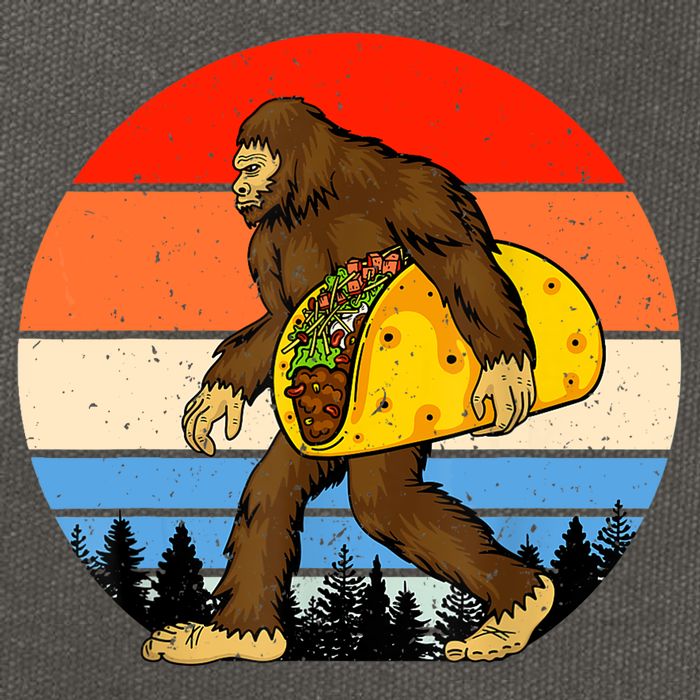 Funny Bigfoot Holding A Taco Gift Funny Taco Gift Cotton Canvas Backpack