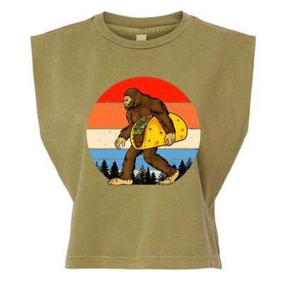 Funny Bigfoot Holding A Taco Gift Funny Taco Gift Garment-Dyed Women's Muscle Tee