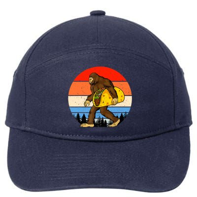 Funny Bigfoot Holding A Taco Gift Funny Taco Gift 7-Panel Snapback Hat