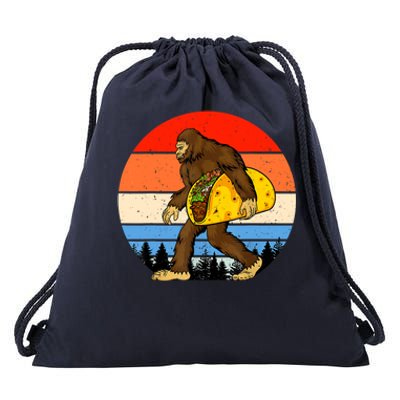 Funny Bigfoot Holding A Taco Gift Funny Taco Gift Drawstring Bag