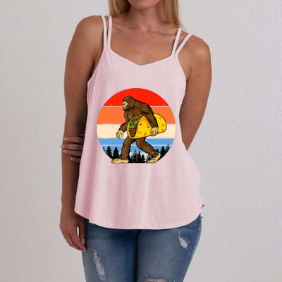 Funny Bigfoot Holding A Taco Gift Funny Taco Gift Women's Strappy Tank