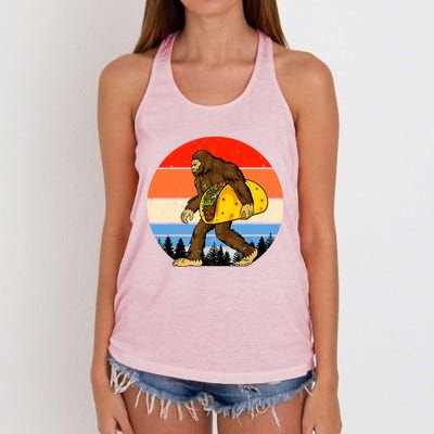 Funny Bigfoot Holding A Taco Gift Funny Taco Gift Women's Knotted Racerback Tank