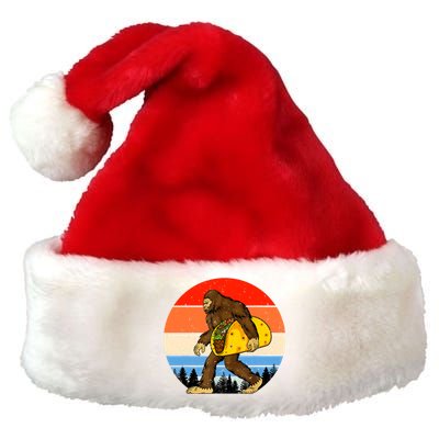 Funny Bigfoot Holding A Taco Gift Funny Taco Gift Premium Christmas Santa Hat