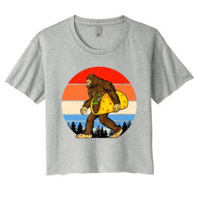 Funny Bigfoot Holding A Taco Gift Funny Taco Gift Women's Crop Top Tee