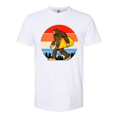 Funny Bigfoot Holding A Taco Gift Funny Taco Gift Softstyle CVC T-Shirt