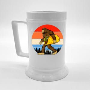 Funny Bigfoot Holding A Taco Gift Funny Taco Gift Beer Stein