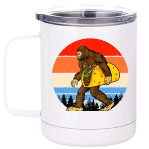 Funny Bigfoot Holding A Taco Gift Funny Taco Gift 12 oz Stainless Steel Tumbler Cup