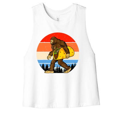 Funny Bigfoot Holding A Taco Gift Funny Taco Gift Women's Racerback Cropped Tank