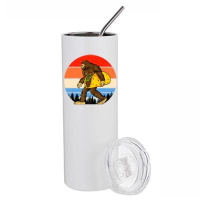 Funny Bigfoot Holding A Taco Gift Funny Taco Gift Stainless Steel Tumbler