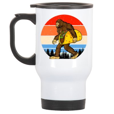 Funny Bigfoot Holding A Taco Gift Funny Taco Gift Stainless Steel Travel Mug