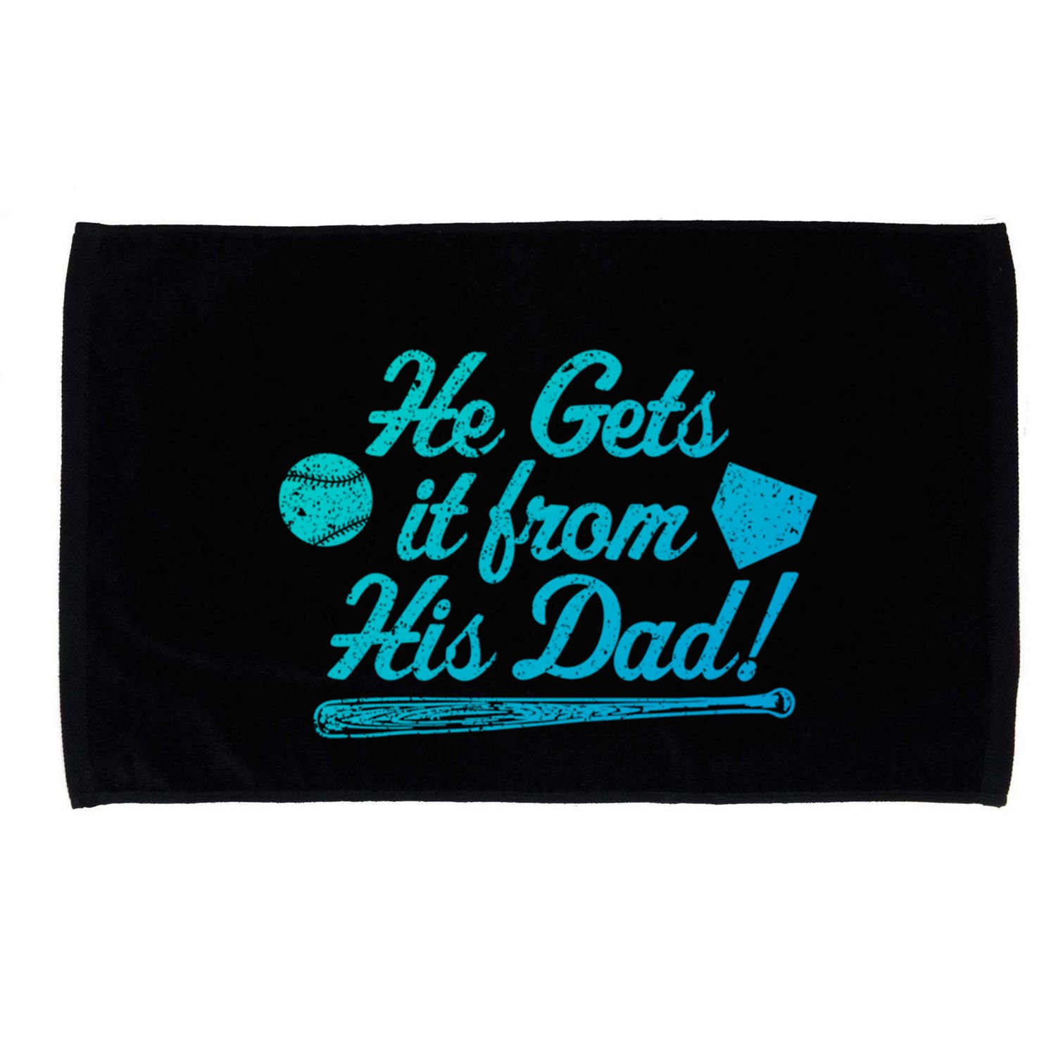 Funny Baseball He Gets It From His Dad Baseball Family Funny Gift Microfiber Hand Towel