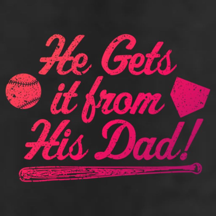 Funny Baseball He Gets It From His Dad Baseball Family Funny Gift 7 Panel Mesh Trucker Snapback Hat