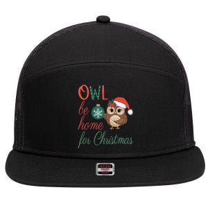 Funny Be Home For Christmas Owl Meme Holiday Xmas Festive 7 Panel Mesh Trucker Snapback Hat