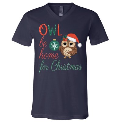 Funny Be Home For Christmas Owl Meme Holiday Xmas Festive V-Neck T-Shirt