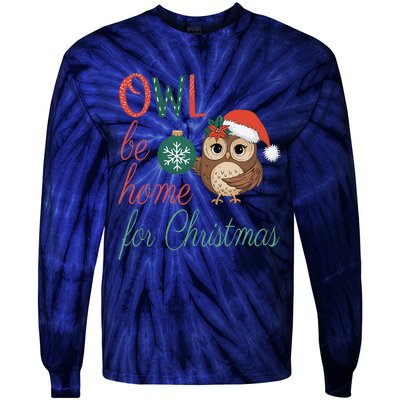 Funny Be Home For Christmas Owl Meme Holiday Xmas Festive Tie-Dye Long Sleeve Shirt