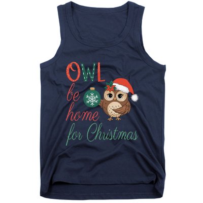 Funny Be Home For Christmas Owl Meme Holiday Xmas Festive Tank Top