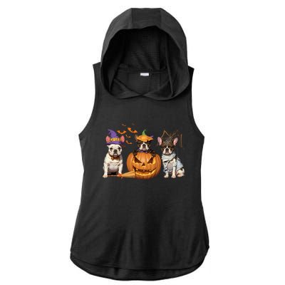 French Bulldog Halloween Witch Mummy Pumpkin Funny Dog Lover Meaningful Gift Ladies PosiCharge Tri-Blend Wicking Draft Hoodie Tank