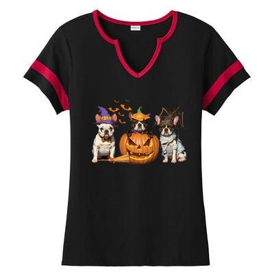 French Bulldog Halloween Witch Mummy Pumpkin Funny Dog Lover Meaningful Gift Ladies Halftime Notch Neck Tee