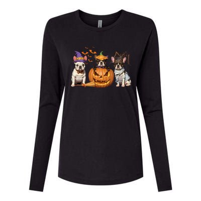 French Bulldog Halloween Witch Mummy Pumpkin Funny Dog Lover Meaningful Gift Womens Cotton Relaxed Long Sleeve T-Shirt