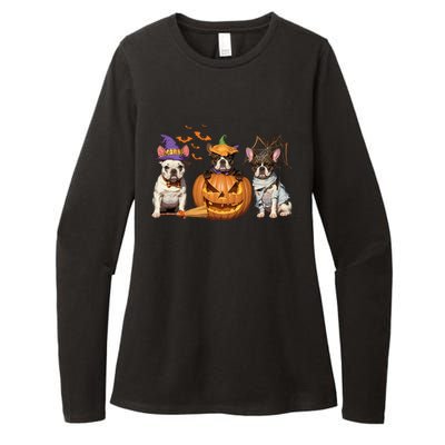 French Bulldog Halloween Witch Mummy Pumpkin Funny Dog Lover Meaningful Gift Womens CVC Long Sleeve Shirt