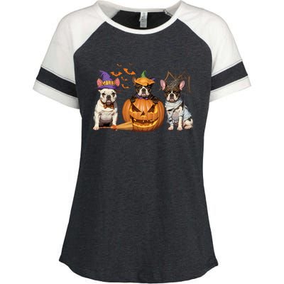 French Bulldog Halloween Witch Mummy Pumpkin Funny Dog Lover Meaningful Gift Enza Ladies Jersey Colorblock Tee