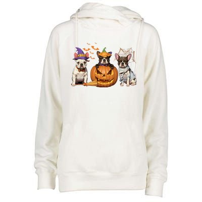 French Bulldog Halloween Witch Mummy Pumpkin Funny Dog Lover Meaningful Gift Womens Funnel Neck Pullover Hood