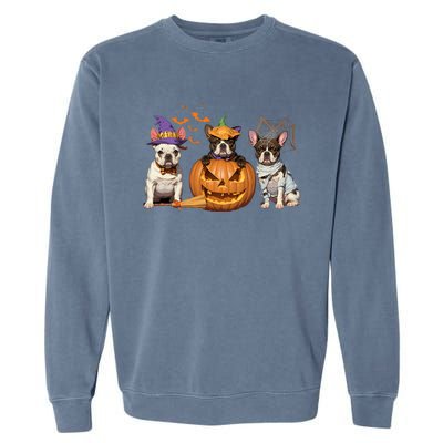 French Bulldog Halloween Witch Mummy Pumpkin Funny Dog Lover Meaningful Gift Garment-Dyed Sweatshirt