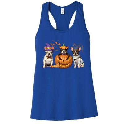 French Bulldog Halloween Witch Mummy Pumpkin Funny Dog Lover Meaningful Gift Women's Racerback Tank