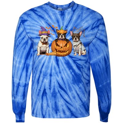 French Bulldog Halloween Witch Mummy Pumpkin Funny Dog Lover Meaningful Gift Tie-Dye Long Sleeve Shirt