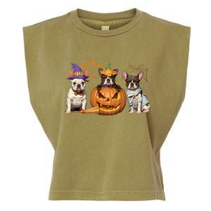 French Bulldog Halloween Witch Mummy Pumpkin Funny Dog Lover Meaningful Gift Garment-Dyed Women's Muscle Tee