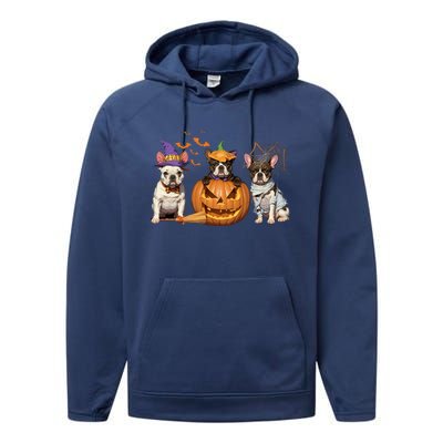 French Bulldog Halloween Witch Mummy Pumpkin Funny Dog Lover Meaningful Gift Performance Fleece Hoodie