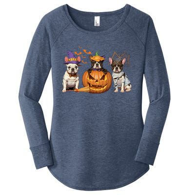 French Bulldog Halloween Witch Mummy Pumpkin Funny Dog Lover Meaningful Gift Women's Perfect Tri Tunic Long Sleeve Shirt