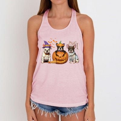 French Bulldog Halloween Witch Mummy Pumpkin Funny Dog Lover Meaningful Gift Women's Knotted Racerback Tank