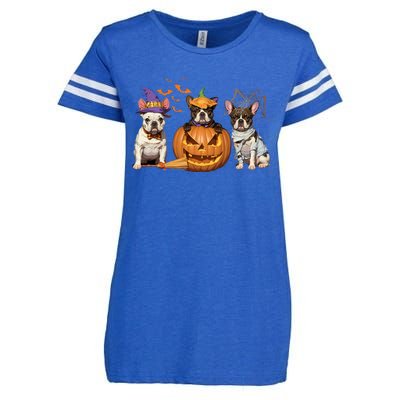 French Bulldog Halloween Witch Mummy Pumpkin Funny Dog Lover Meaningful Gift Enza Ladies Jersey Football T-Shirt