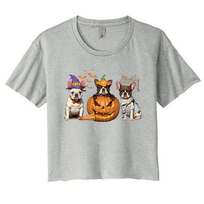 French Bulldog Halloween Witch Mummy Pumpkin Funny Dog Lover Meaningful Gift Women's Crop Top Tee