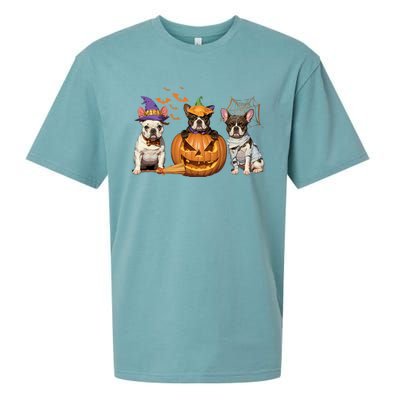 French Bulldog Halloween Witch Mummy Pumpkin Funny Dog Lover Meaningful Gift Sueded Cloud Jersey T-Shirt