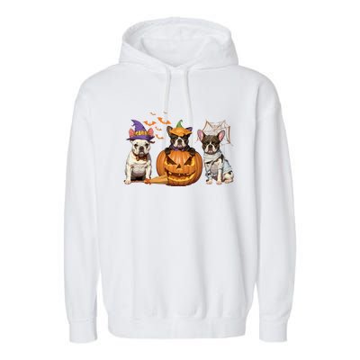 French Bulldog Halloween Witch Mummy Pumpkin Funny Dog Lover Meaningful Gift Garment-Dyed Fleece Hoodie