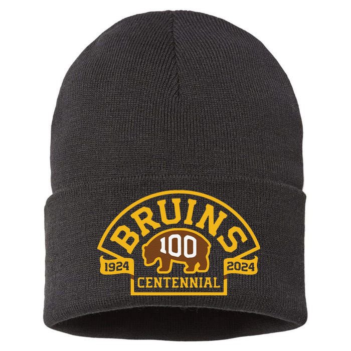 Funny Bruins Hockey Team 100th Season Hockey 2024 Gift Sustainable Knit Beanie