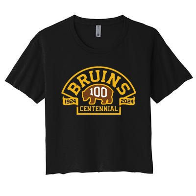 Funny Bruins Hockey Team 100th Season Hockey 2024 Gift Women's Crop Top Tee