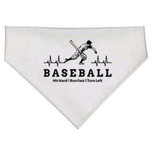 Funny Baseball Heartbeat Hit Hard Run Fast Turn Left Gift USA-Made Doggie Bandana