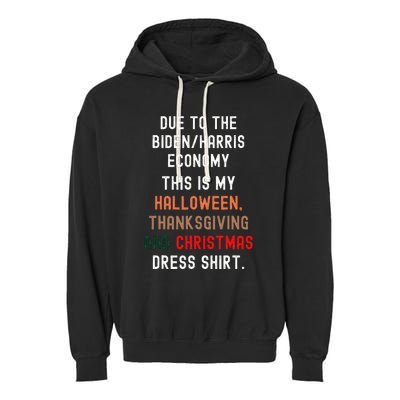 Funny Biden Harris Economy Garment-Dyed Fleece Hoodie