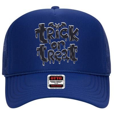 Funny Bat Halloween Trick Or Treat High Crown Mesh Back Trucker Hat